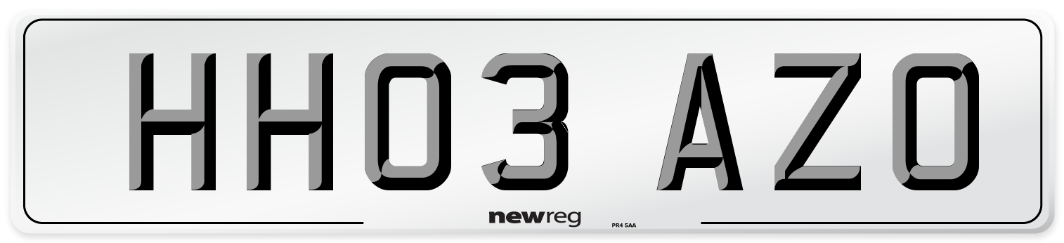 HH03 AZO Number Plate from New Reg